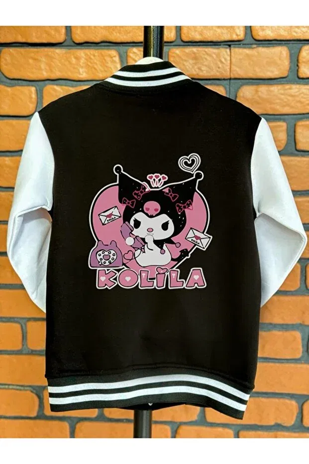 Детская куртка для девочек с принтом Kuromi kolila Mech Butik, Black — фото 2