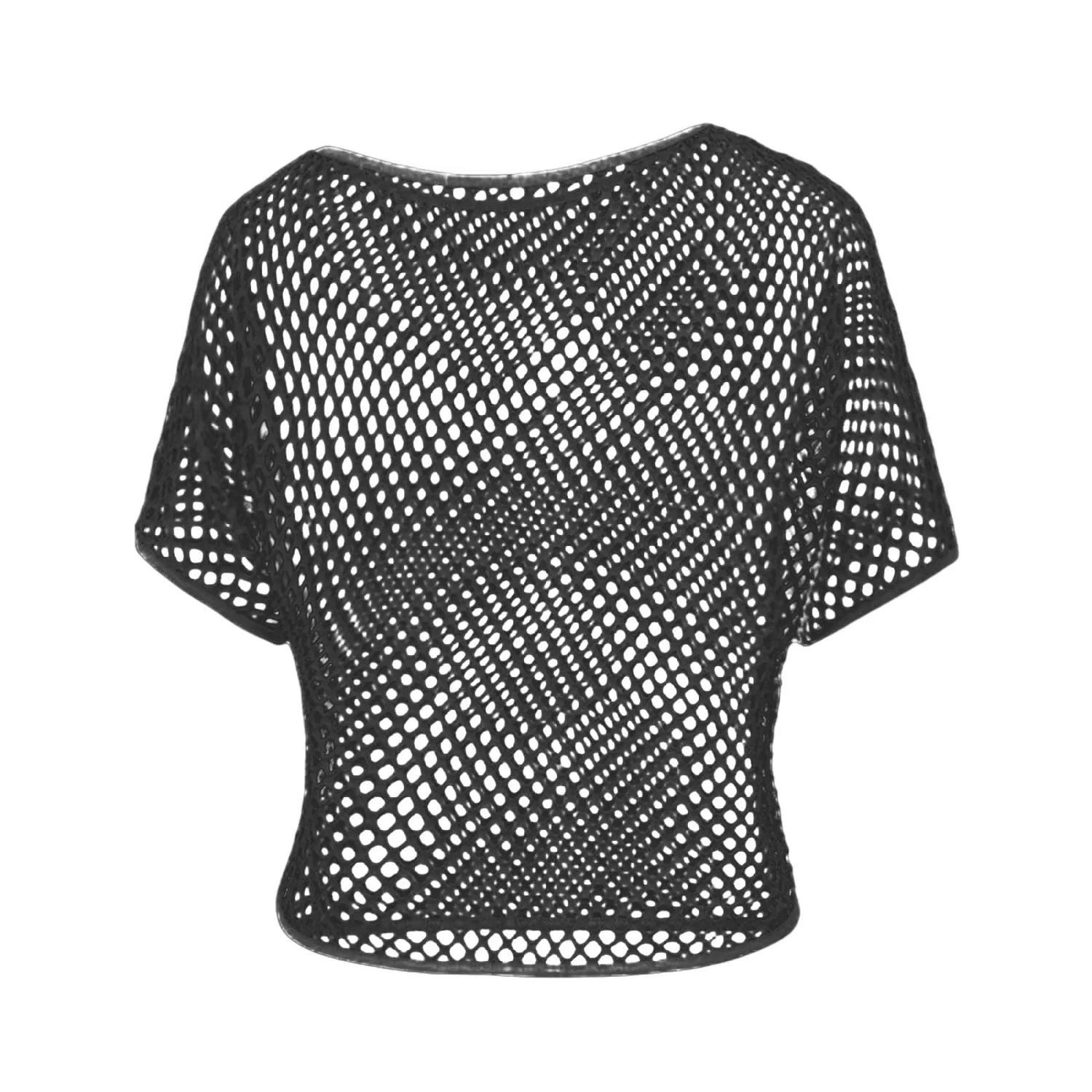 Женская футболка с коротким рукавом из сетки Clear Hollow Out Shirt, Black — фото 4