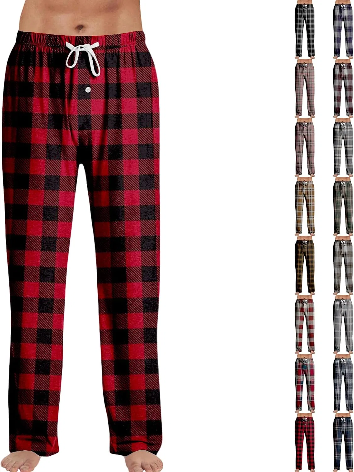 Мужские пижамные штаны с принтом Buffalo Plaid, красный