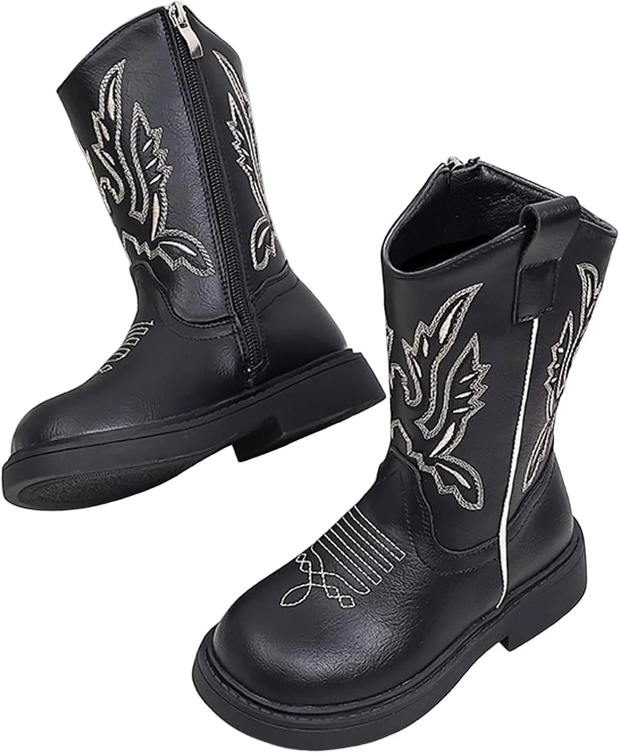 Детские сапоги для девочек с вышивкой Cowboy Boots IWIHMIV, Black
