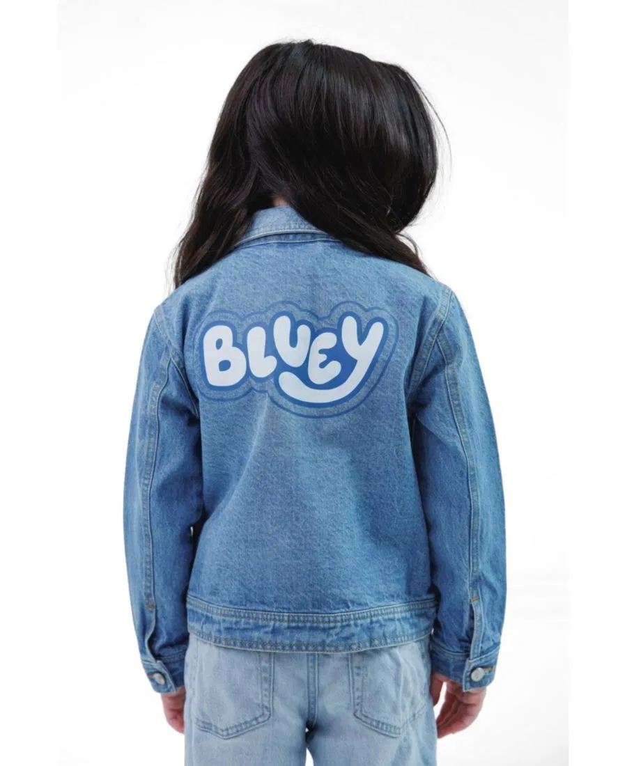 Детская джинсовая куртка с принтом Bluey Bluey, Mid Blue Bluey Bingo — фото 2