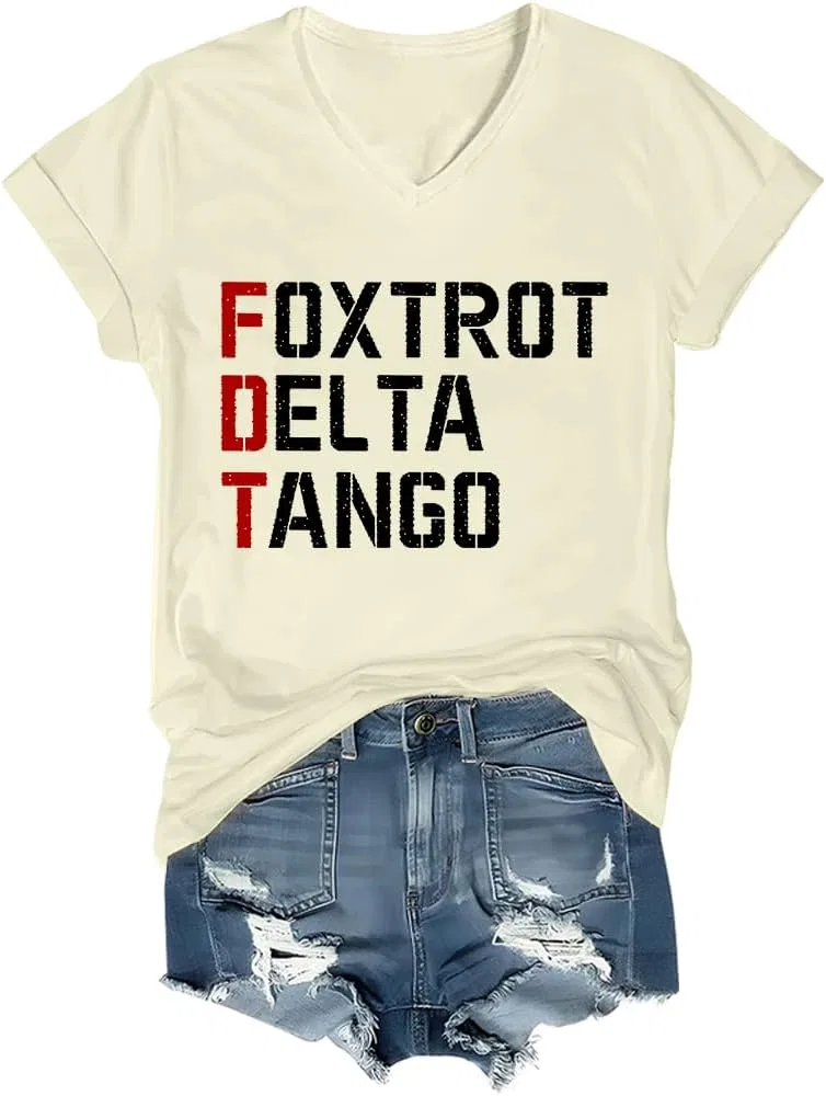Мужская футболка с V-вырезом Foxtrot Delta Tango, Creamy Yellow