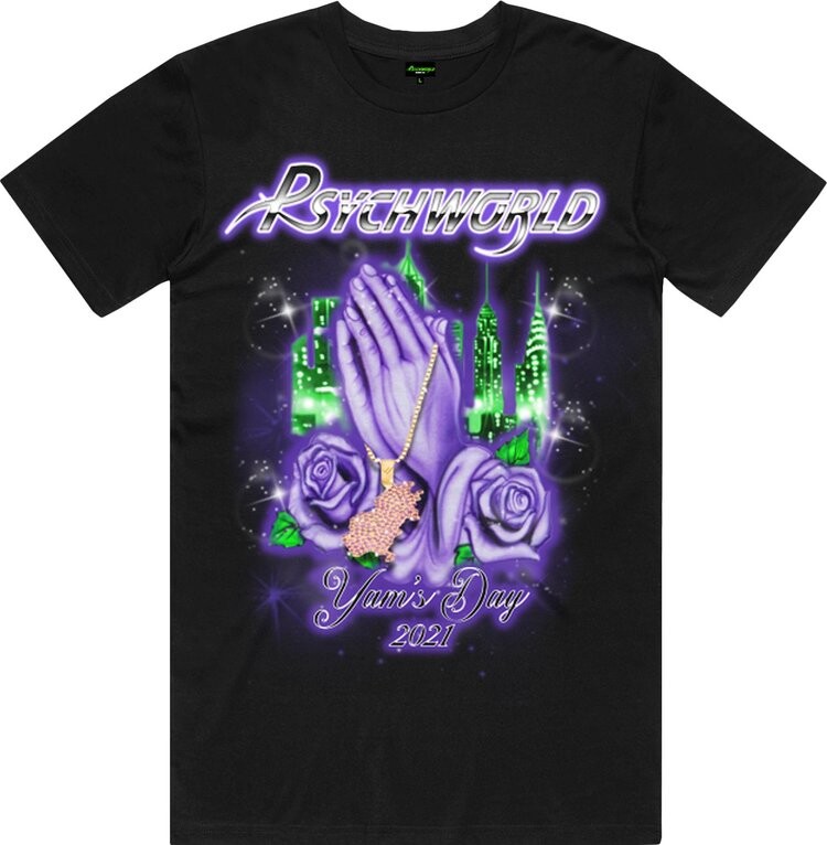 

Футболка Psychworld x Yams Day 2021 Praying Hands T-Shirt 'Black', черный