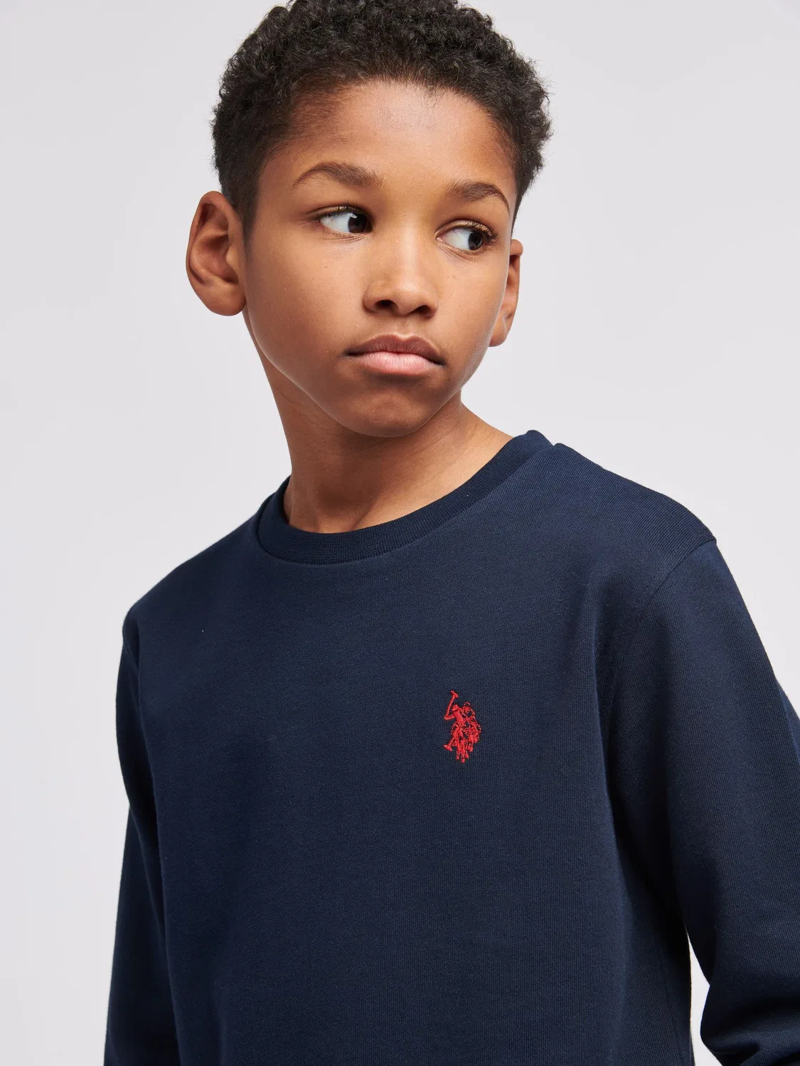 Свитшот для мальчиков с логотипом Double Horsemen U.S. Polo Assn., синий — фото 2