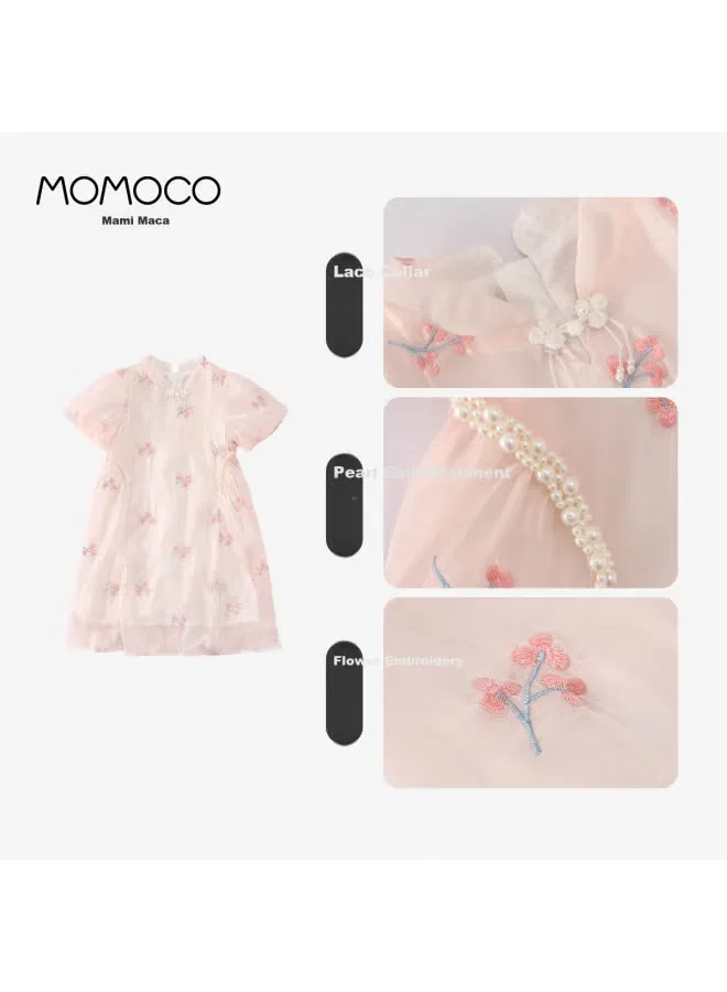 Платье с вышивкой из шифона Momoco, розовый