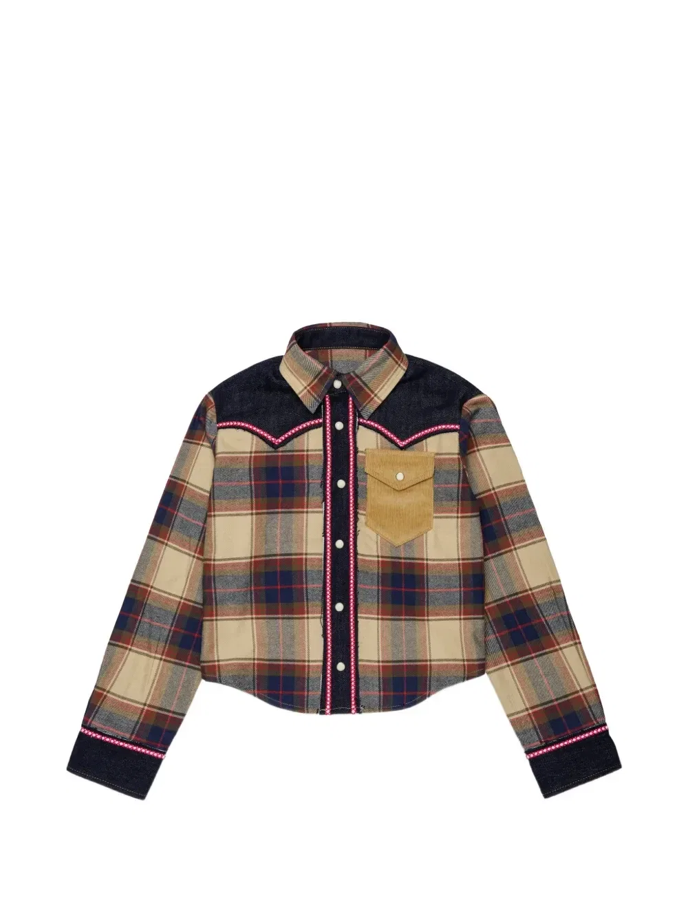 Клетчатая рубашка с вельветовым карманом Dsquared2 Kids, бежевый
