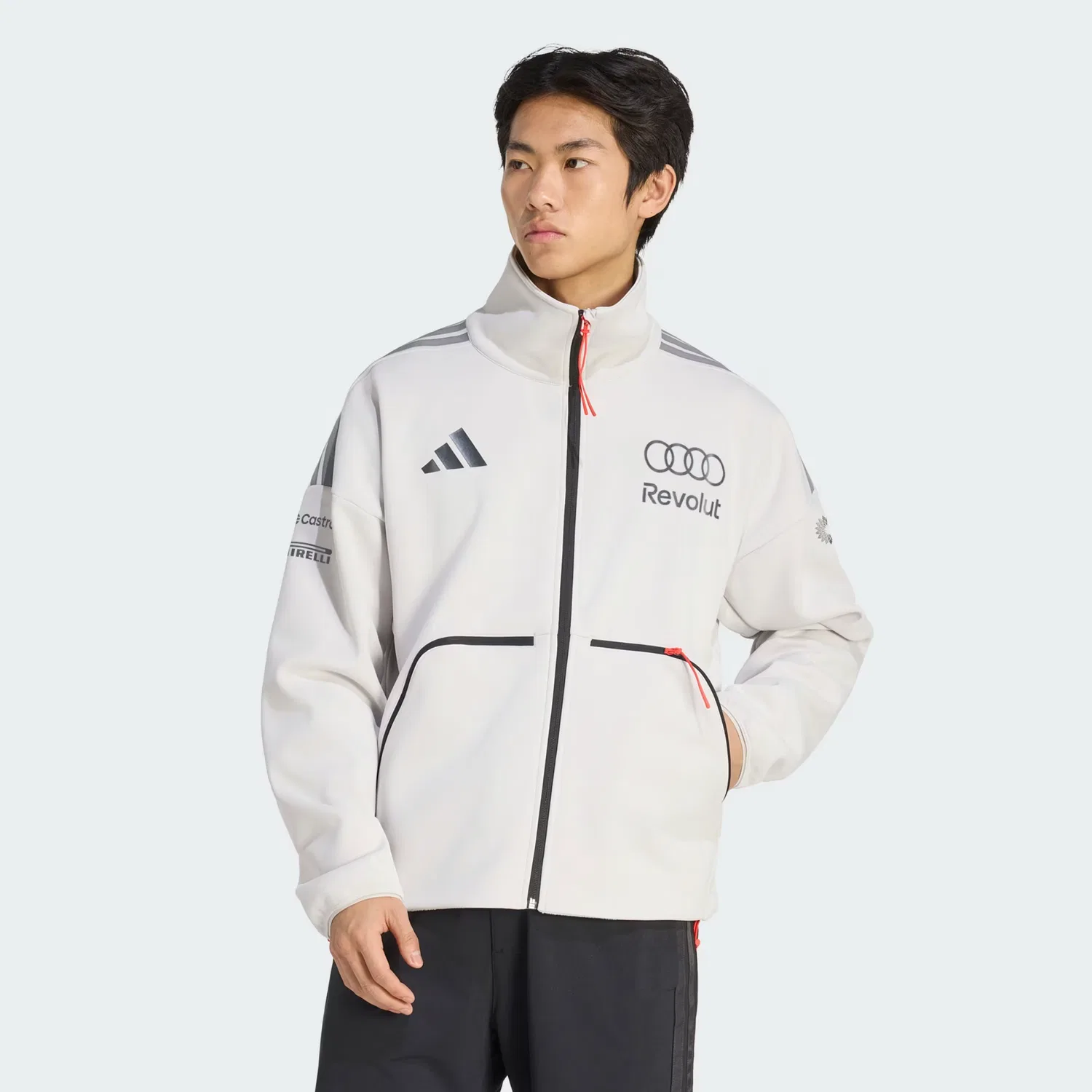 Мужская куртка на молнии свободного кроя Audi Revolut F1 Team Engineers & Marketing Adidas Performance, Chalk Pearl/Iron Metallic