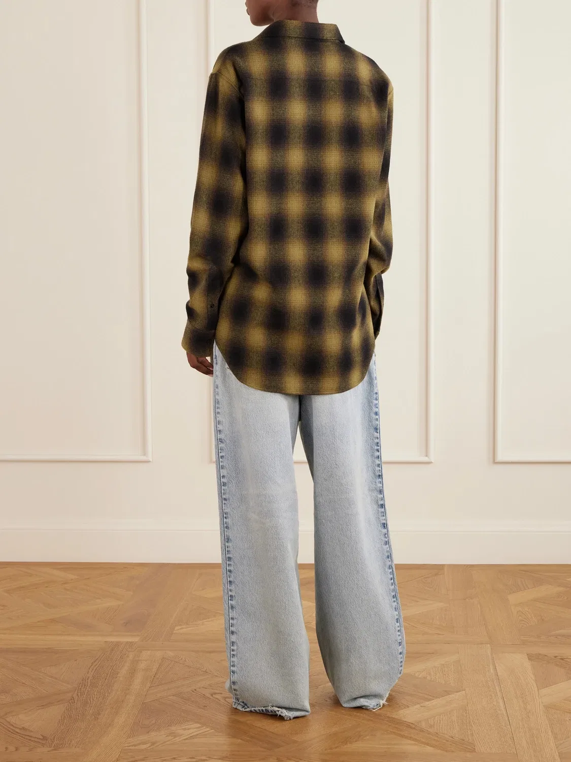 Рубашка в клетку из смесовой шерсти Balenciaga, бирюзовый — фото 4