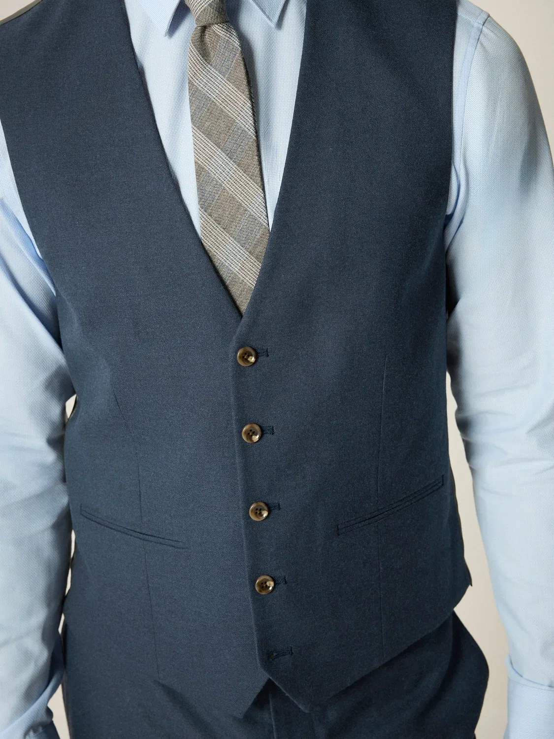 Жилет Slim Fit из фланели Next, синий — фото 4