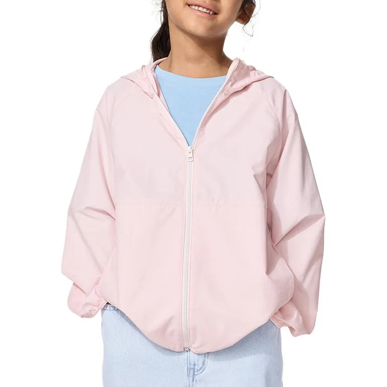 Детская куртка с защитой от солнца, с капюшоном, дышащая, Pastel Pink, UNIQLO