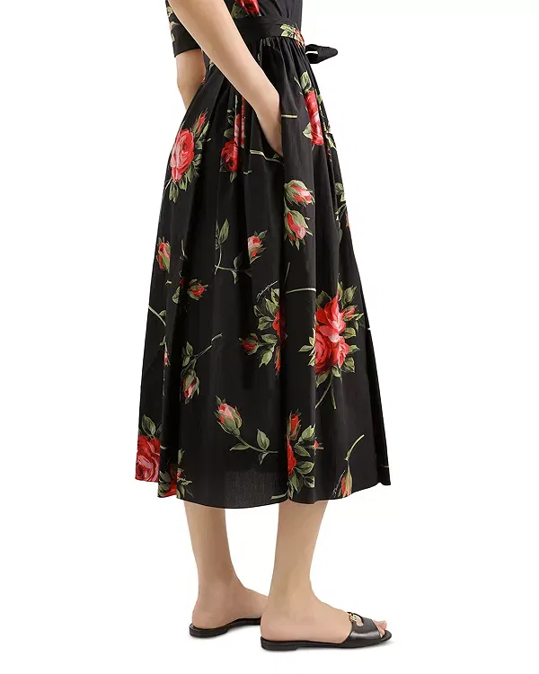 Женское платье с принтом Rose Bouquet Print Poplin Shirt Dress Dolce & Gabbana, Black Print — фото 4