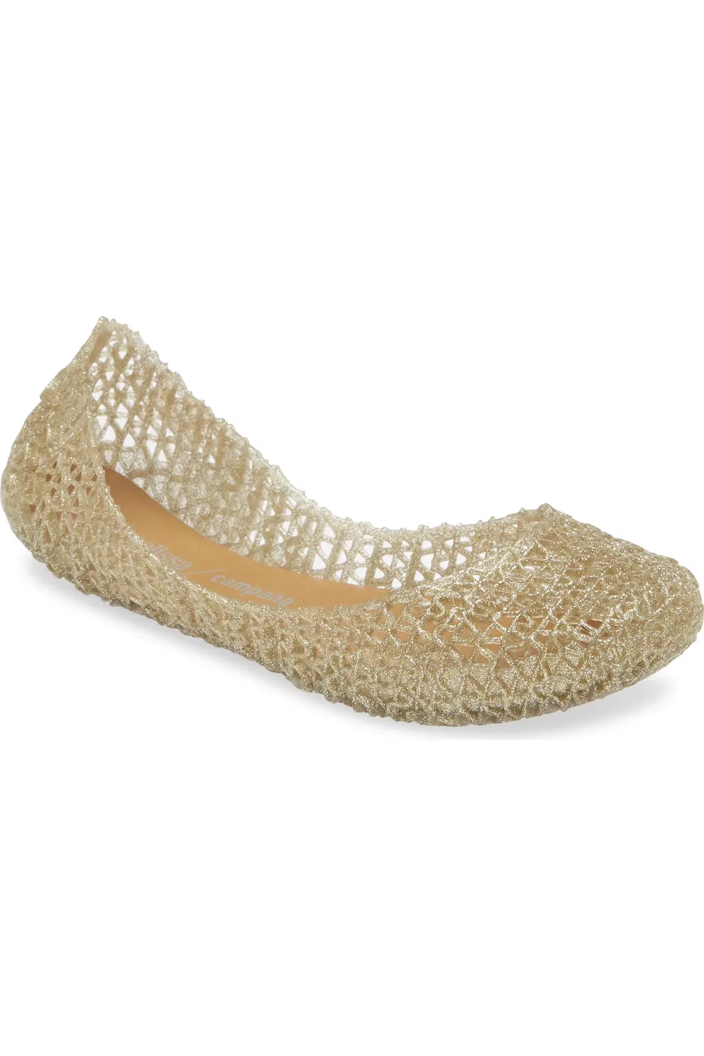 Детские туфли лодочки с блестками Campana Zigzag Mini Melissa, Gold Glitter
