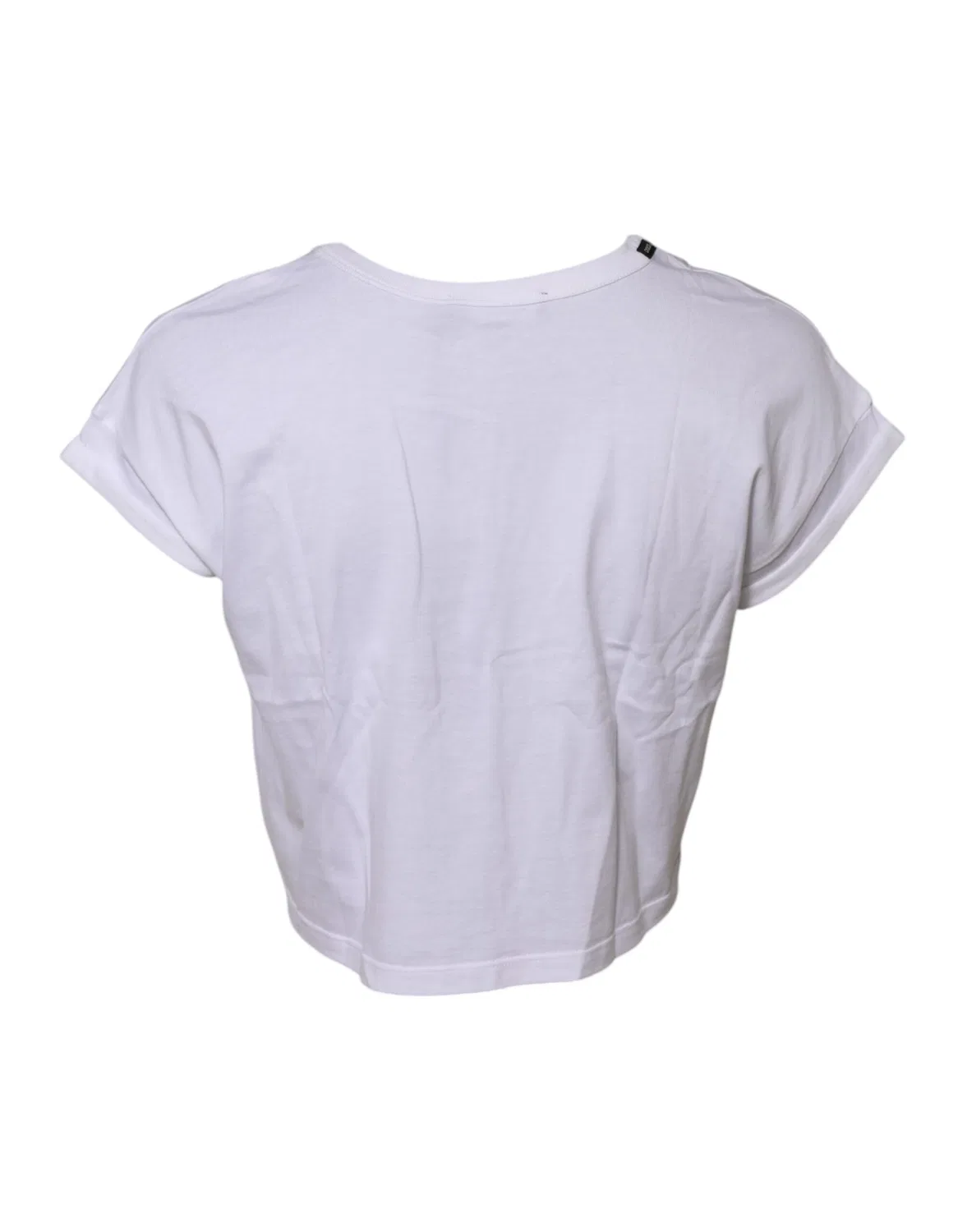 Женская хлопковая футболка с коротким рукавом и логотипом Cropped Top T-shirt Dolce & Gabbana, White — фото 3