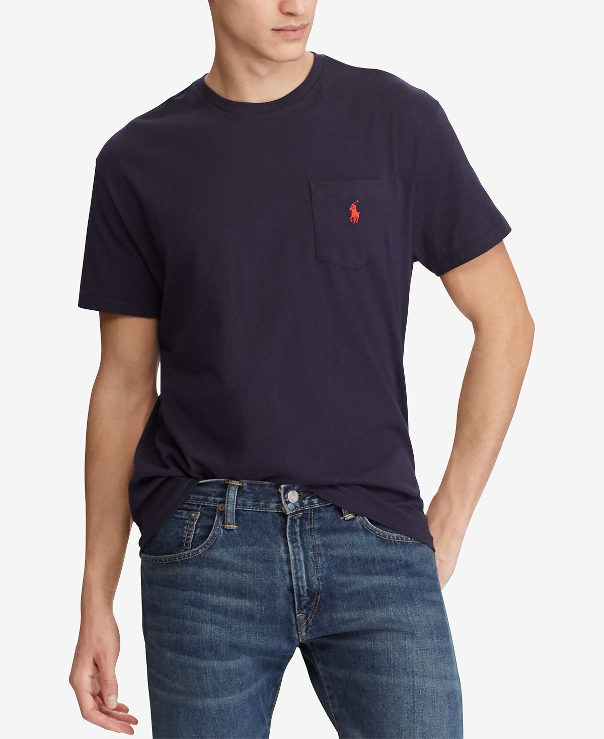 Мужская классическая футболка с круглым вырезом и карманами Polo Ralph Lauren, мульти — фото 2