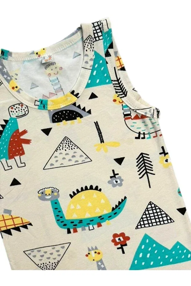 Детский комплект нижнего белья для мальчиков хлопковый Dinosaurs Patterned Elmas Kids, Beige — фото 2