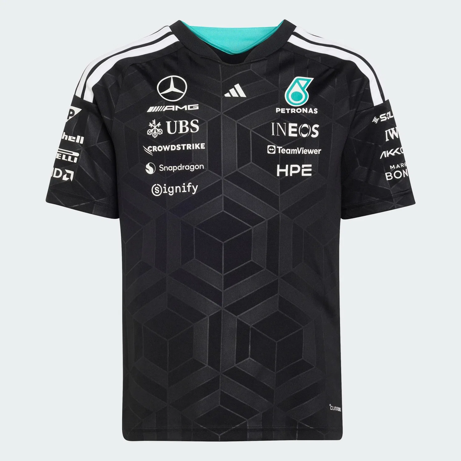 Детское футболка-поло с длинным рукавом Mercedes-AMG Petronas Formula 1 Team Fahrertrikot Adidas, Schwarz
