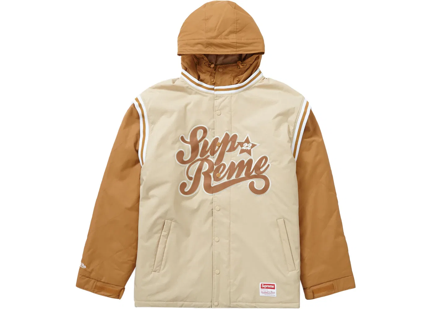 Мужская стеганая спортивная куртка Mitchell & Ness Supreme, светло-коричневый