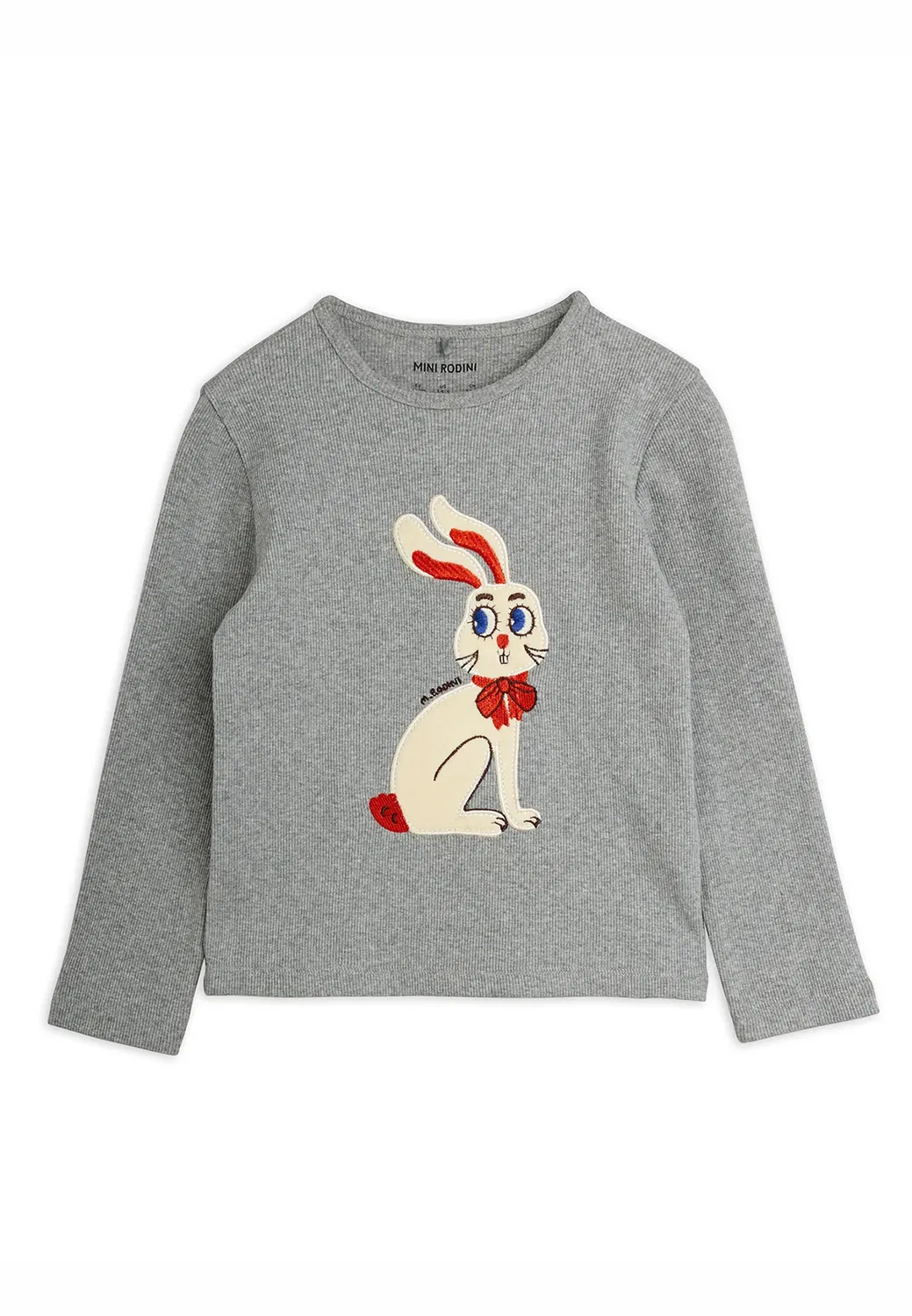 Футболка унисекс с длинными рукавами и принтом кролика Mini Rodini, Grey Melange