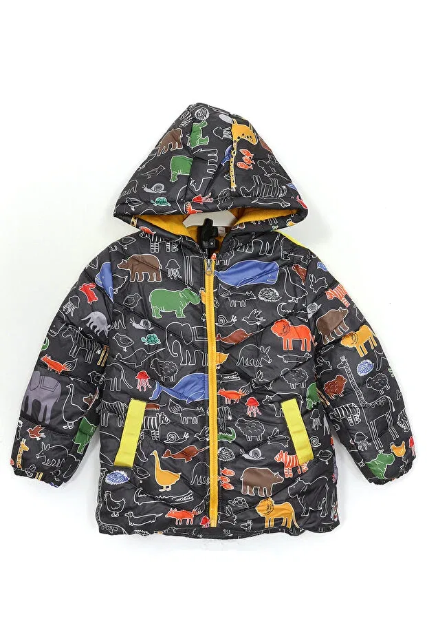 Детское пальто для девочек с принтом Animal Print Dobakids, Anthracite