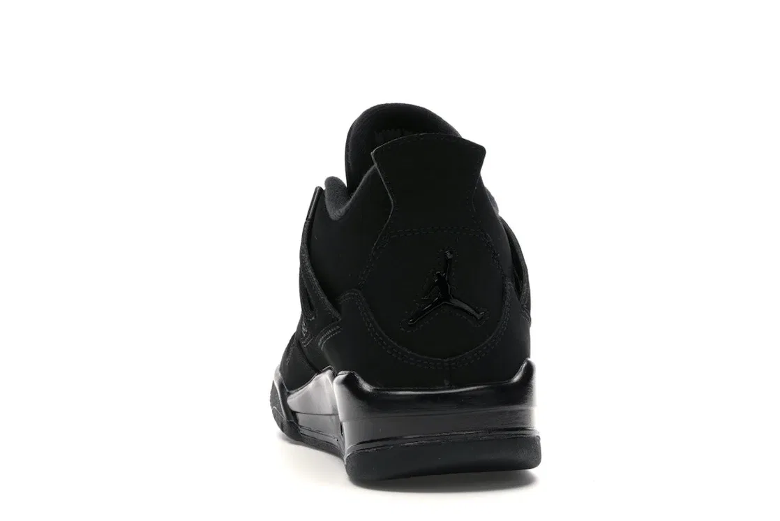Детские кроссовки с верхом из нубука и сетки Jordan 4 Retro Black Cat, Black/Black-Light Graphite — фото 4