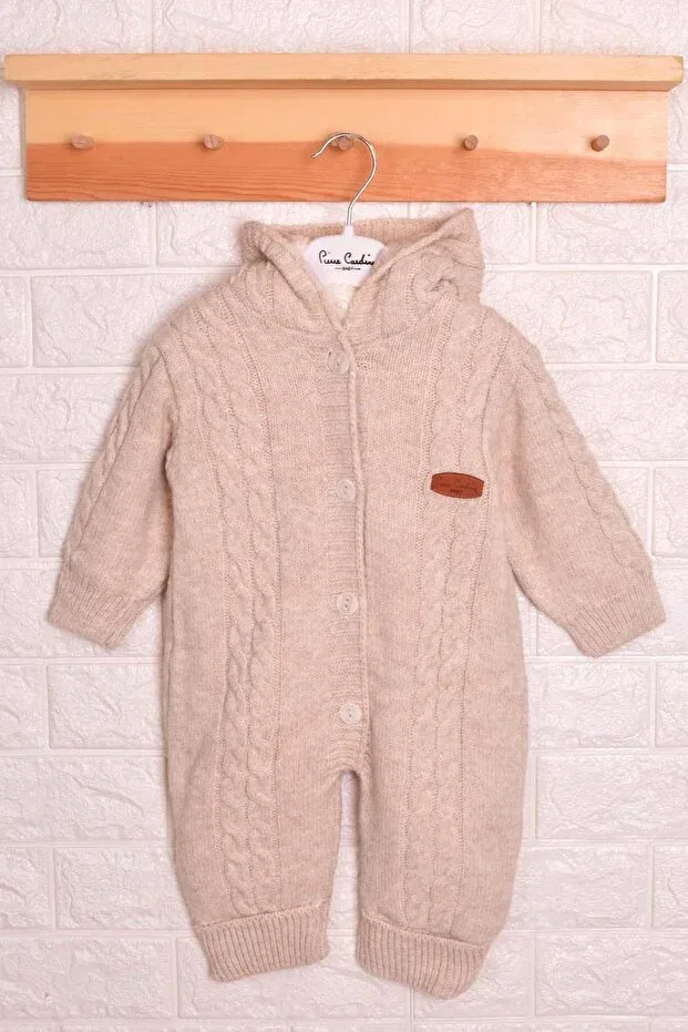 Детский комбинезон для новорожденных с принтом Welsoft inside knitwear winter baby jumpsuit Pierre Cardin, Beige