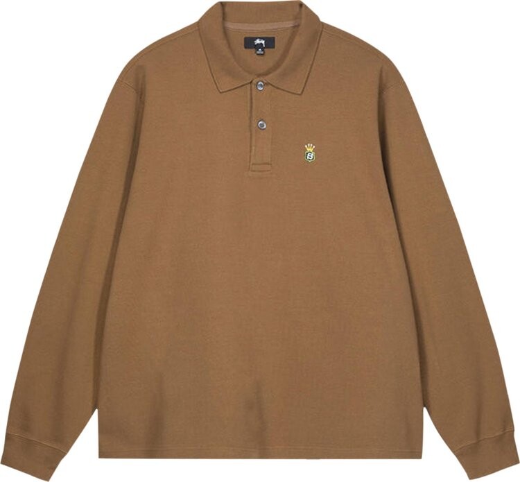 

Лонгслив Stussy Long-Sleeve Rib Polo 'Light Brown', коричневый