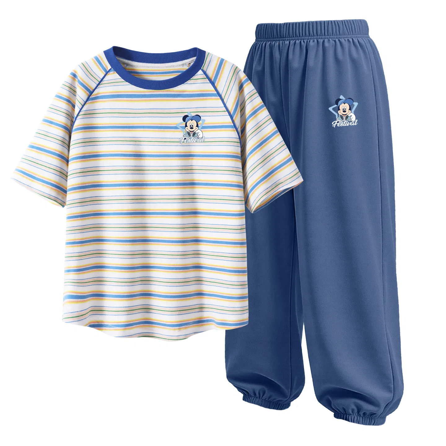 Костюм для мальчиков повседневный, Crew Neck, Disney, Diyaoqi K Blue Stripes+Denim Blue
