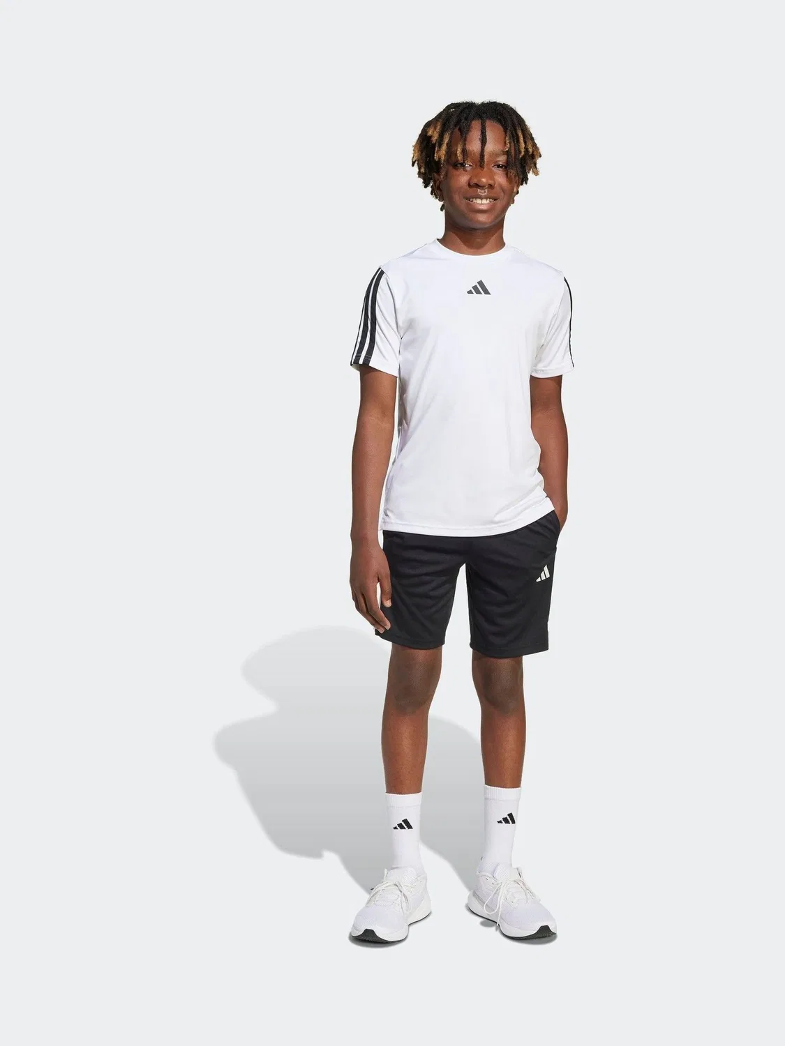 Шорты для мальчиков Train Essentials 3-Stripes adidas, черный — фото 3