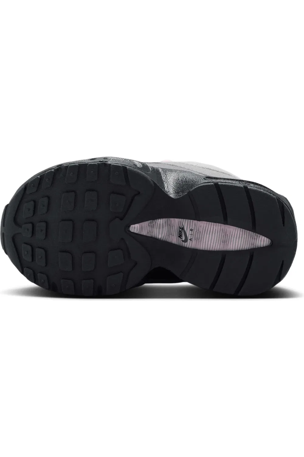 Детские кроссовки на шнуровке с амортизацией Air Max 95 Nike, Black/Pink Foam/White/Grey — фото 4