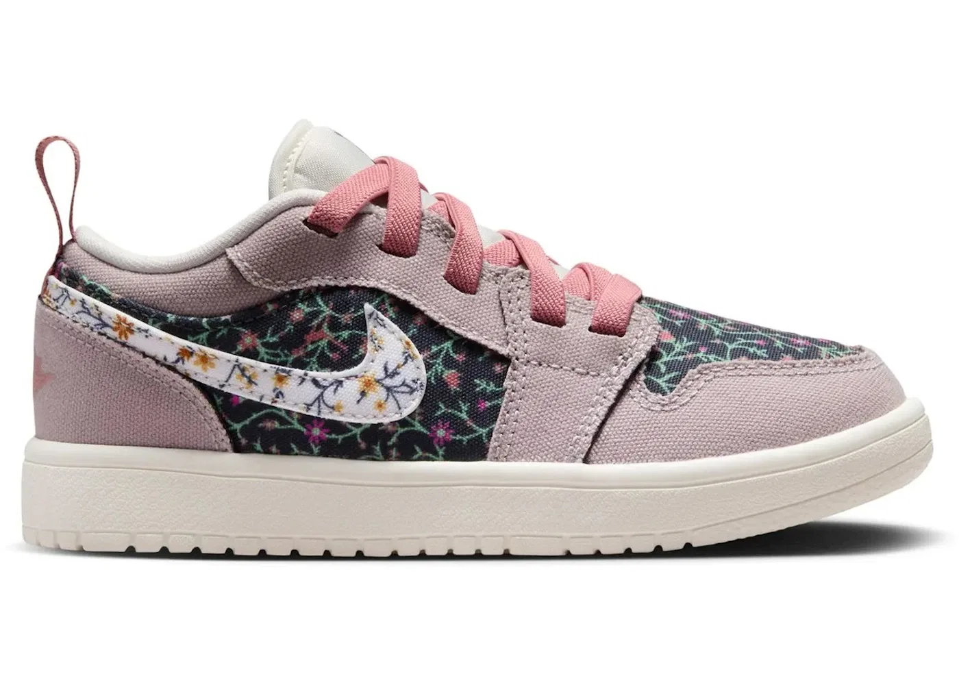Детские кроссовки с принтом Jordan 1 Retro Low ALT SE Floral Jordan, Platinum Violet/Anthracite/Red Stardust/Sail
