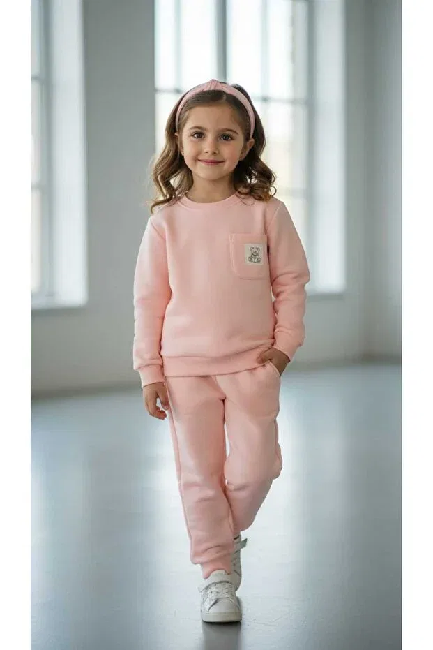 Детский спортивный костюм для девочек из трикотажа Love, Pink