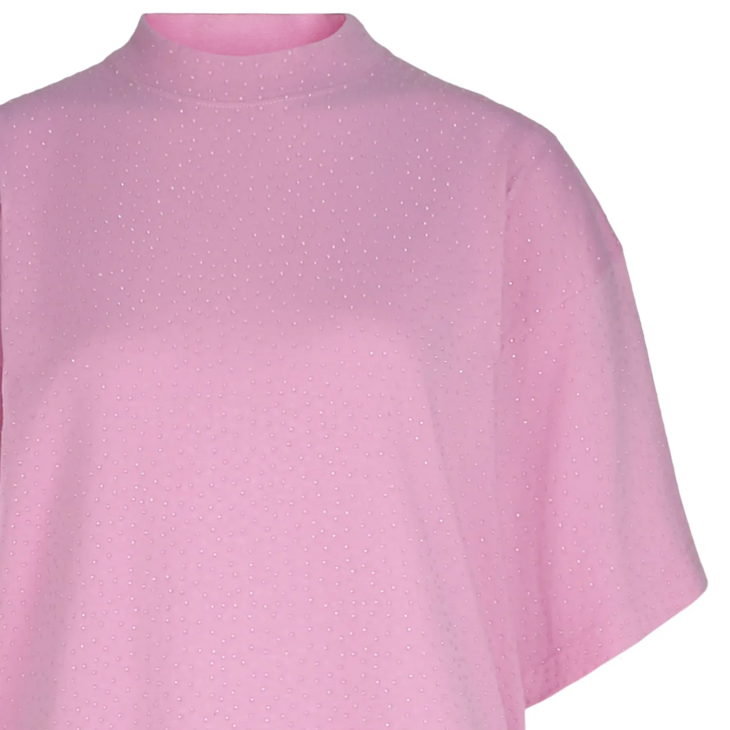 Винтажная футболка Balenciaga со стразами, оверсайз, розовый — фото 3
