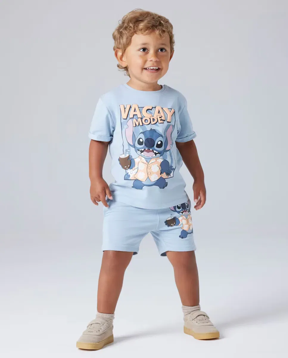 Детские шорты для мальчиков хлопковые Bermuda Stitch name it, Azul