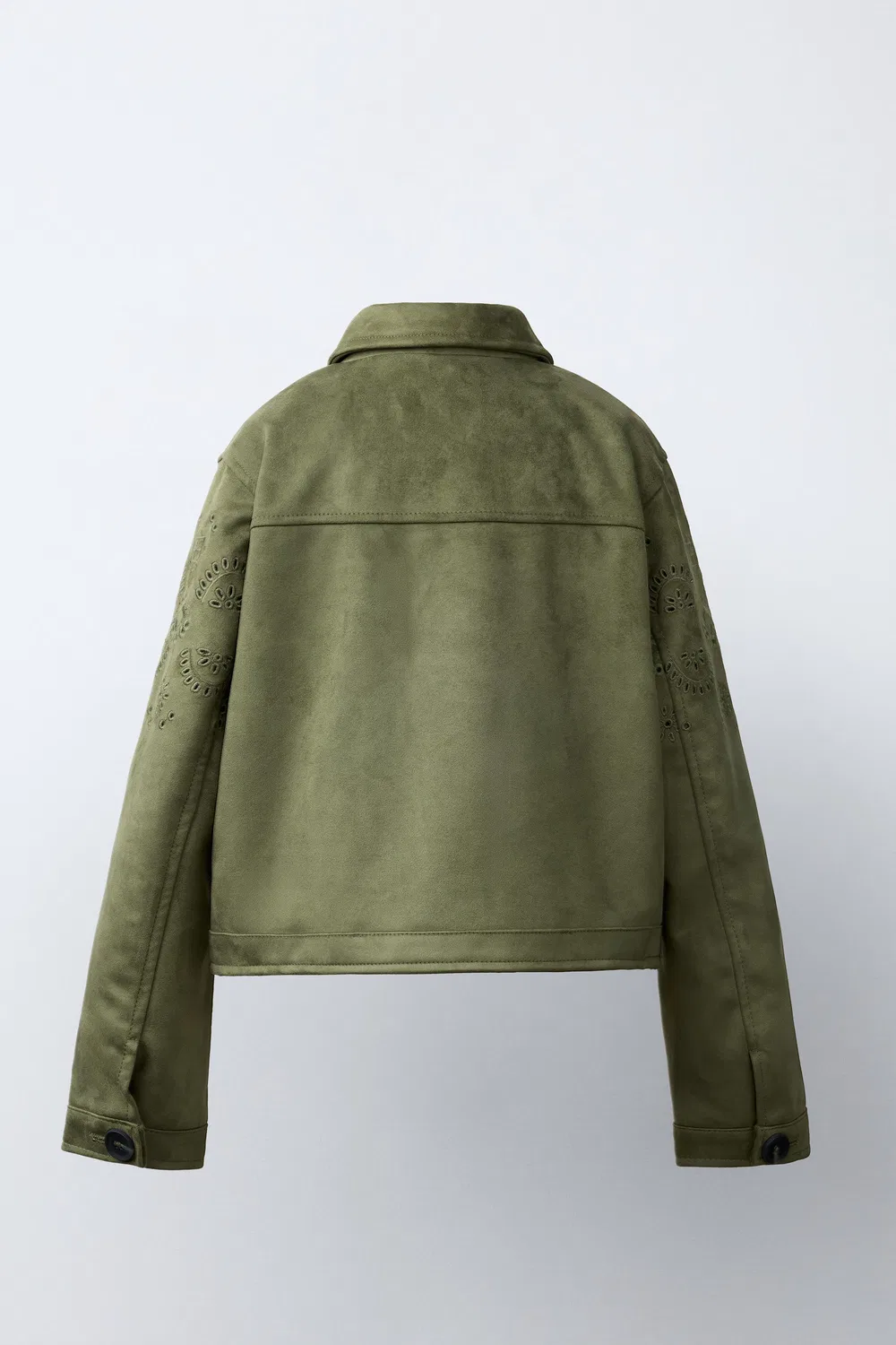 Куртка из искусственной замши с вышивкой ZARA, Khaki — фото 4