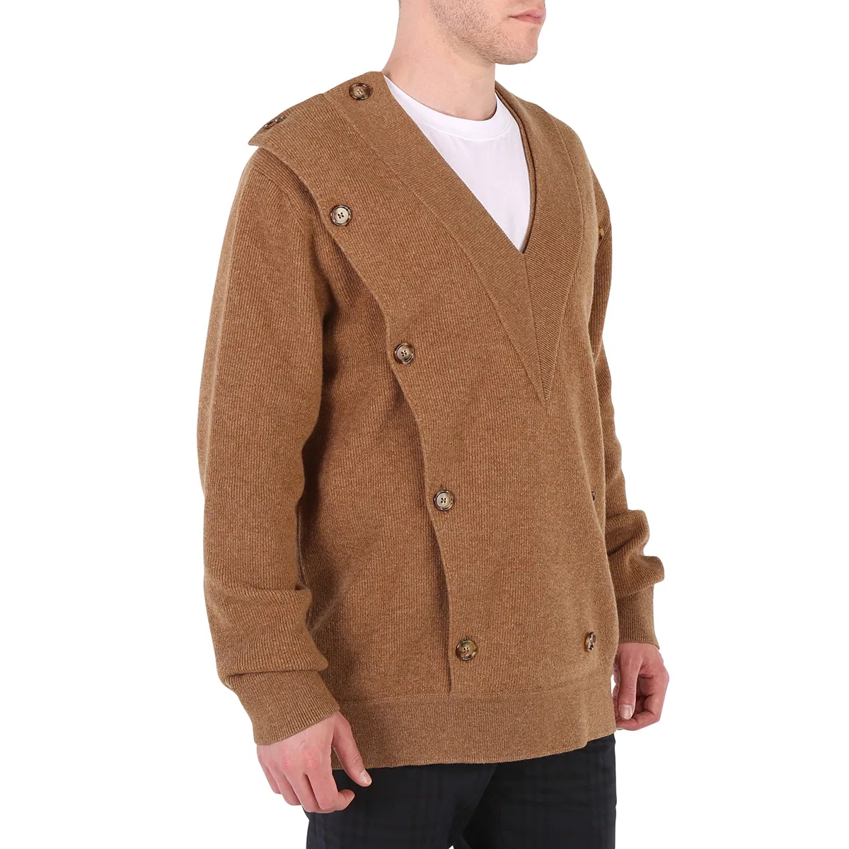 Джемпер мужской двубортный с V-образным вырезом Burberry, Biscuit Beige — фото 2