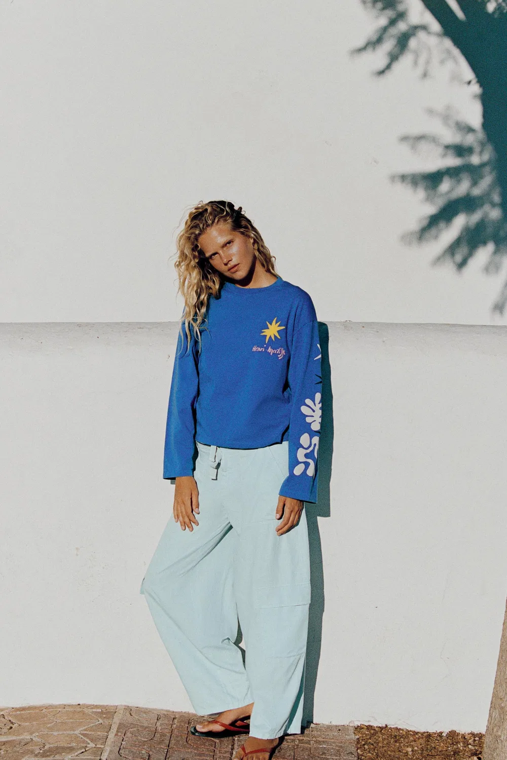 Футболка Анри Матисса с эффектом потертости ZARA, Blue — фото 4