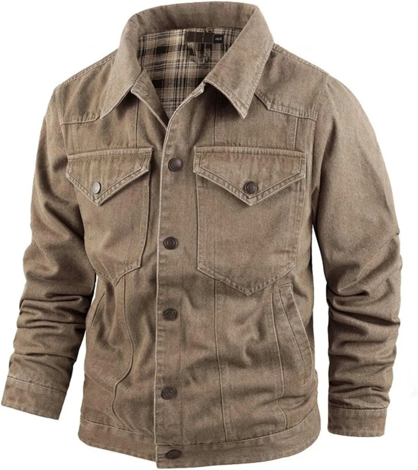 Мужская джинсовая куртка с фланелевой подкладкой, Vintage Cowboy Cut, тёмно-коричневый — фото 2