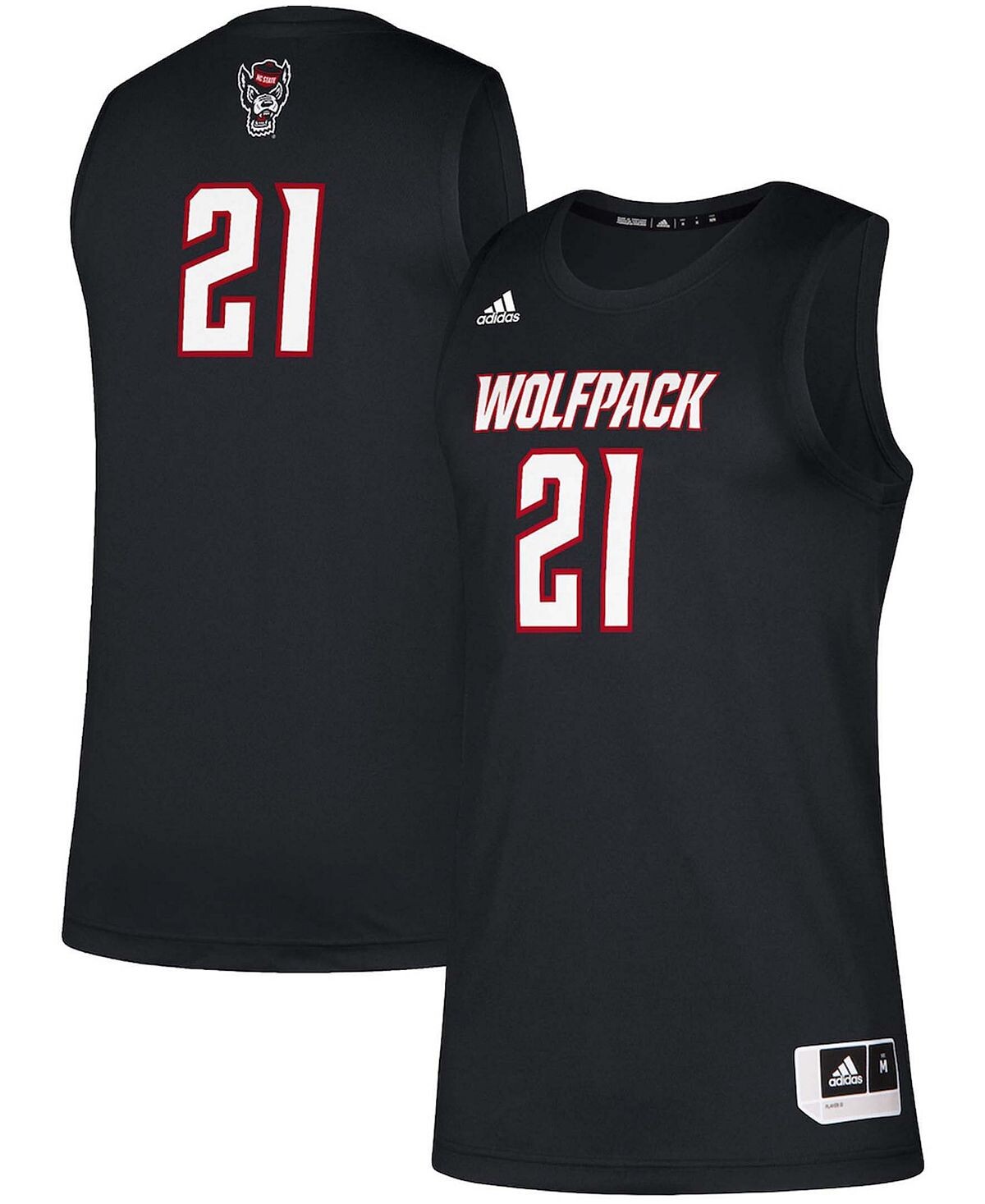 

Мужская джерси #21 black nc state wolfpack swingman jersey adidas, черный