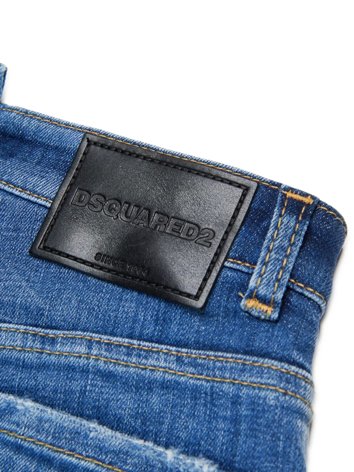 Джинсы с потертостями и панелями DSQUARED2, синий — фото 4