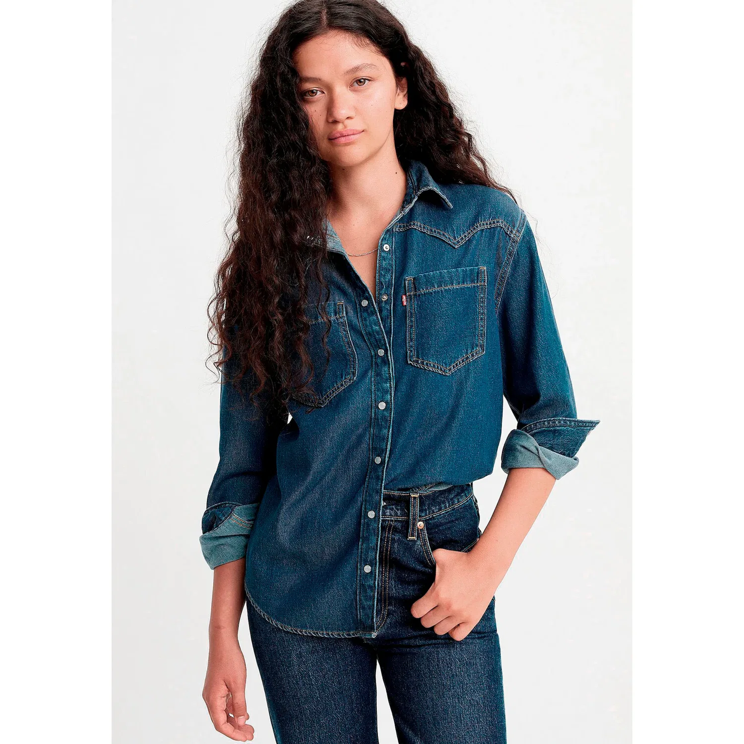 Женская блуза джинсовая с западным стилем Levi's, Dark Blue — фото 2