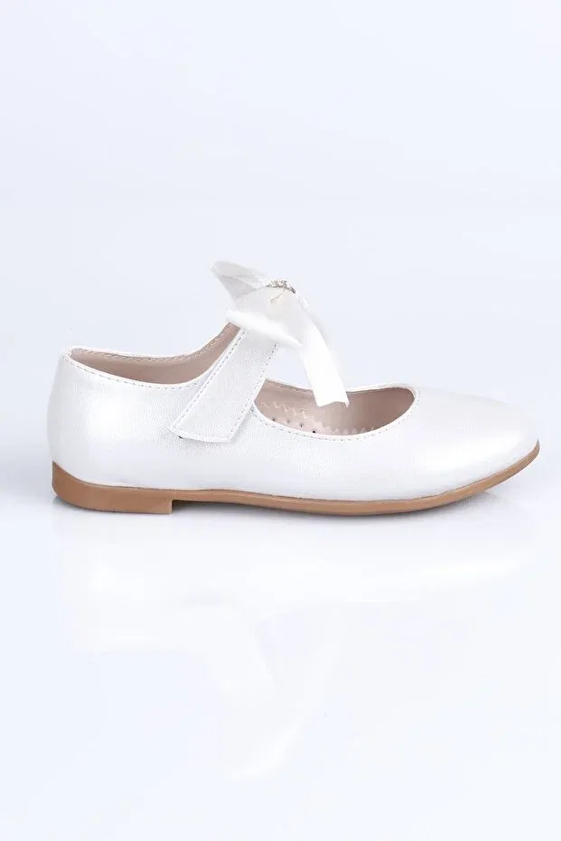 Детские балетки для девочек с бантиком Sema Kids, Beige