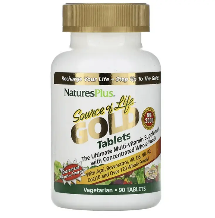 

Мультивитаминная добавка, 90 таблеток, Source of Life Gold, NaturesPlus