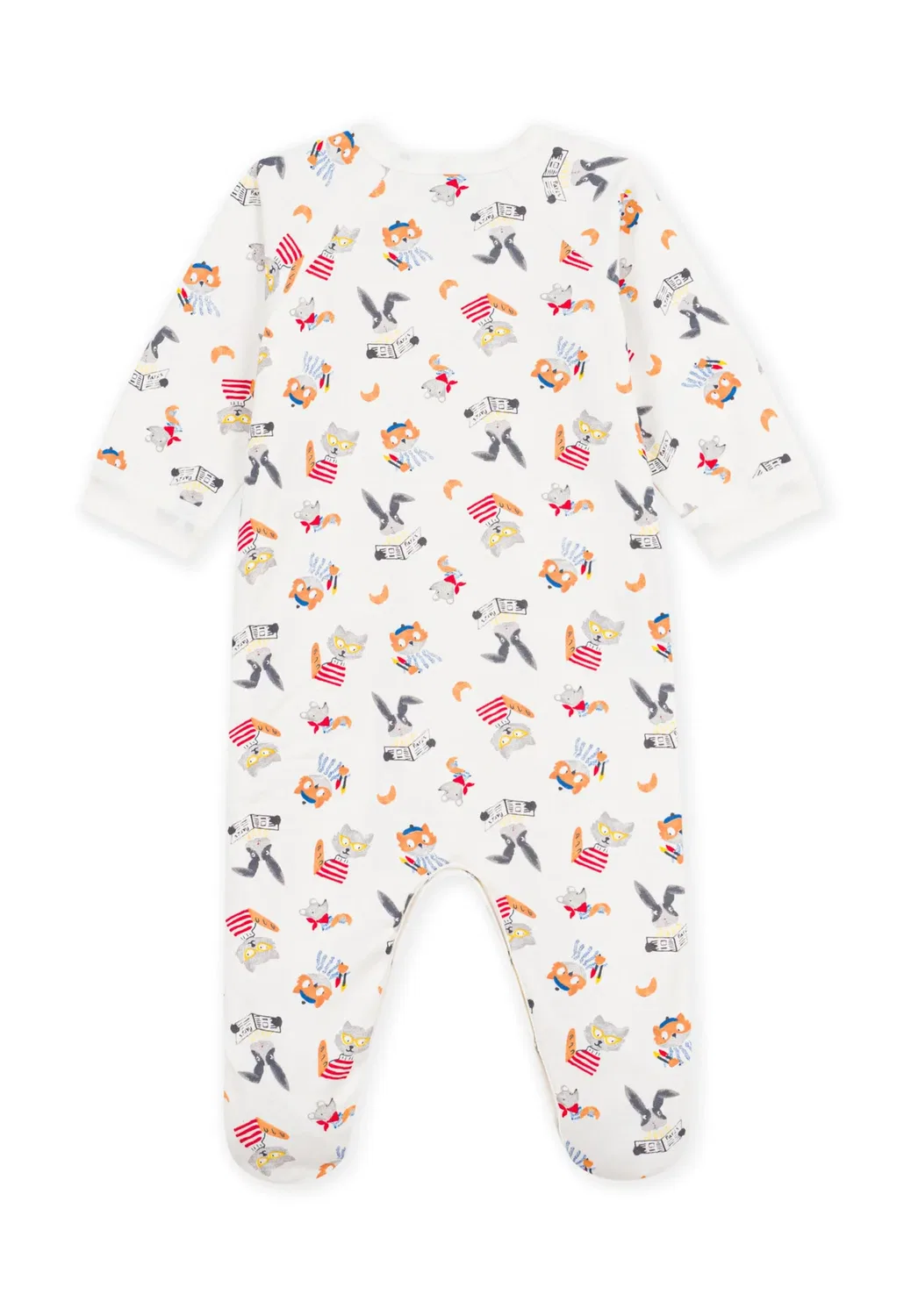 Детская флисовая пижама с животным принтом, унисекс - пижама Petit Bateau, Marshmallow Multico — фото 2