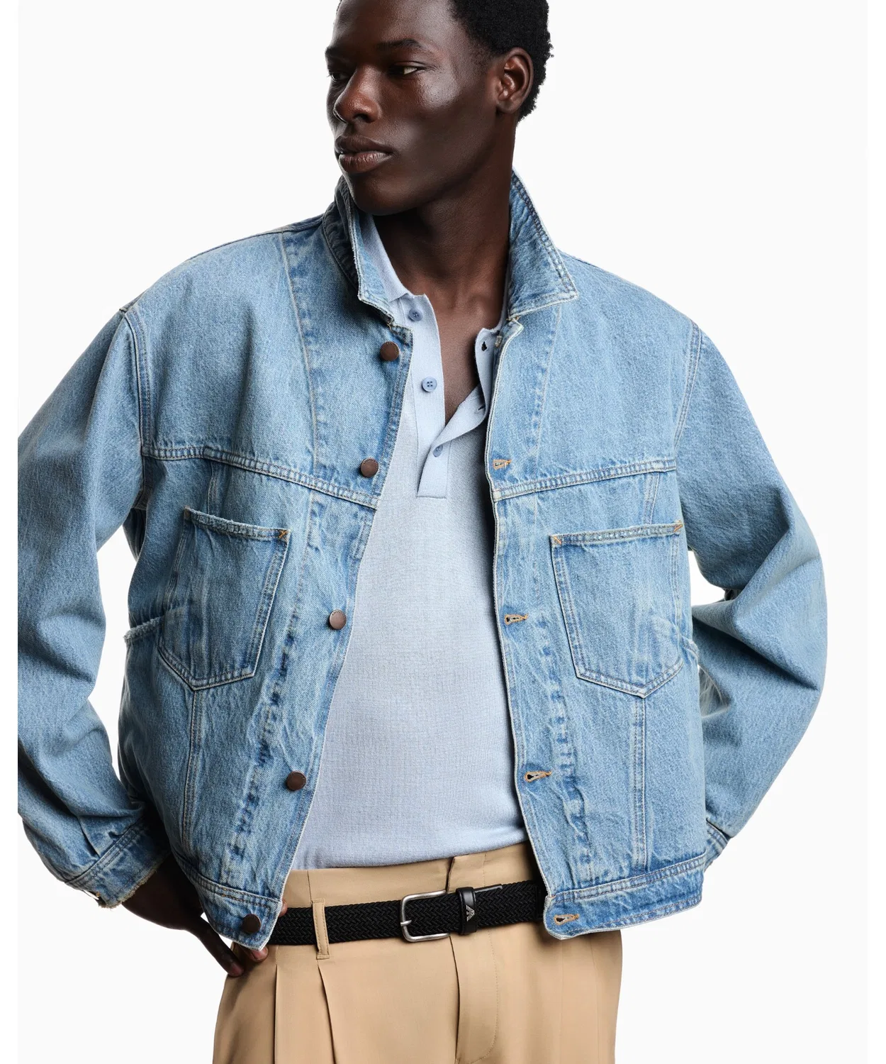 Мужская джинсовая куртка с длинным рукавом модель Regular Fit EMPORIO ARMANI, Light Blue