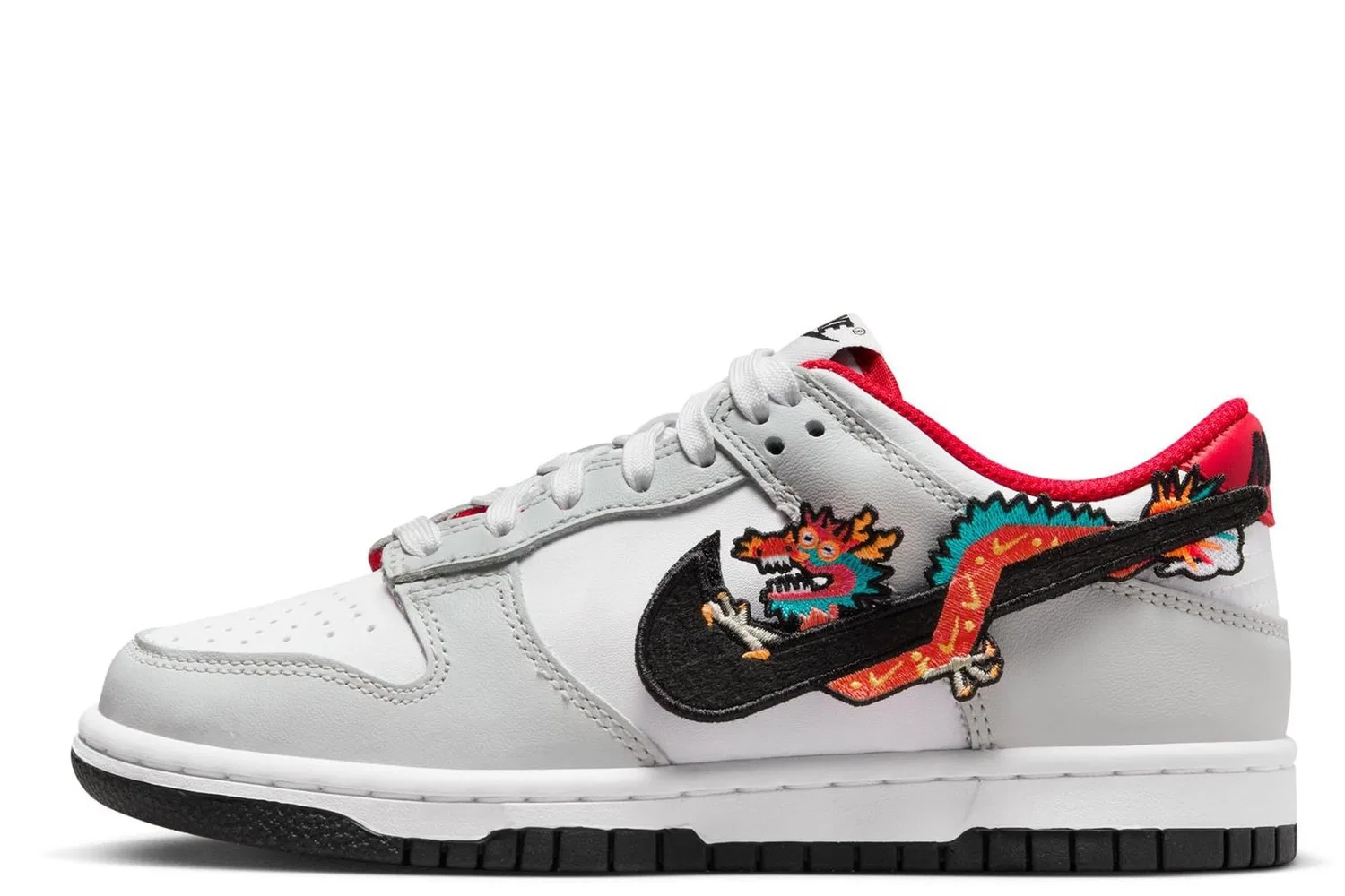 Детские кроссовки для мальчиков с принтом NIKE Dunk Low Big Kids Shoes NIKE, White Black White