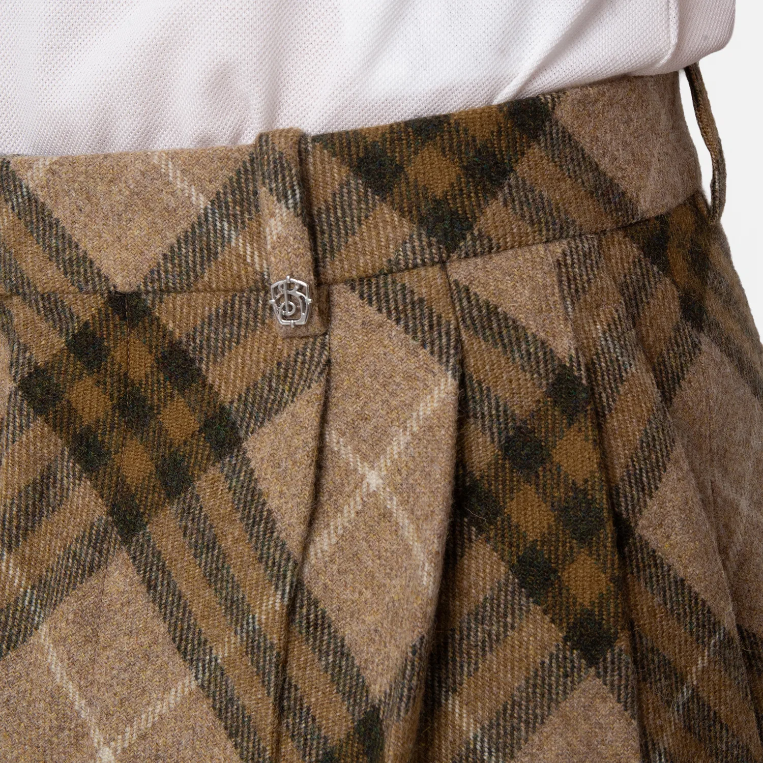 Брюки классические со складками из шерсти Pleated Check Wool Tailored Trousers Burberry, Camp Ip Check — фото 2