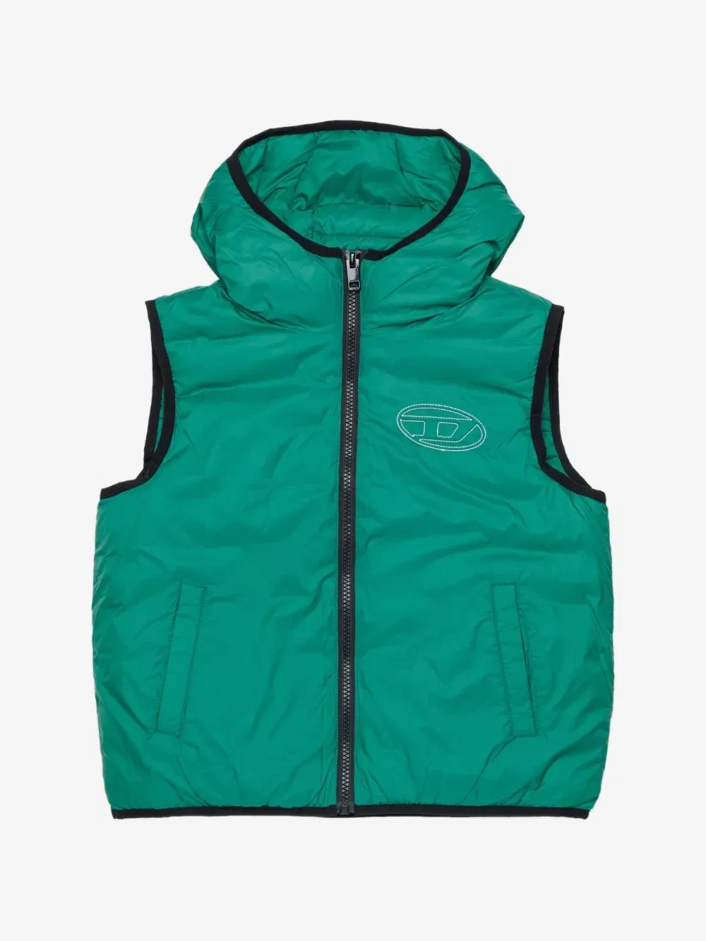 Дутый жилет с капюшоном Diesel Kids, зеленый