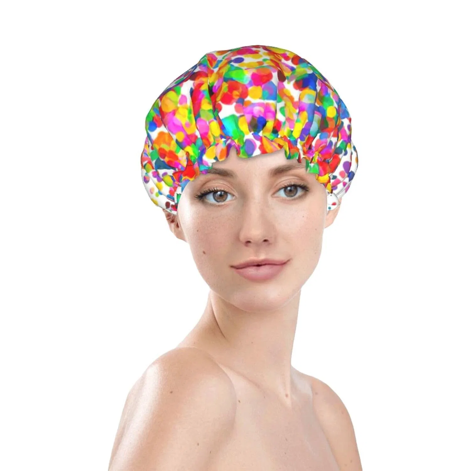 Шапочка для душа с принтом, WURTON, 1 шт, Coloured dots — фото 3
