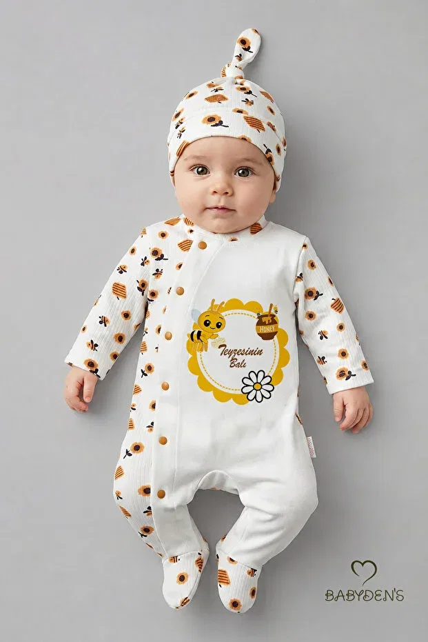 Детский комбинезон для новорожденных с принтом Aunt'S honey Babyden'S, Ecru