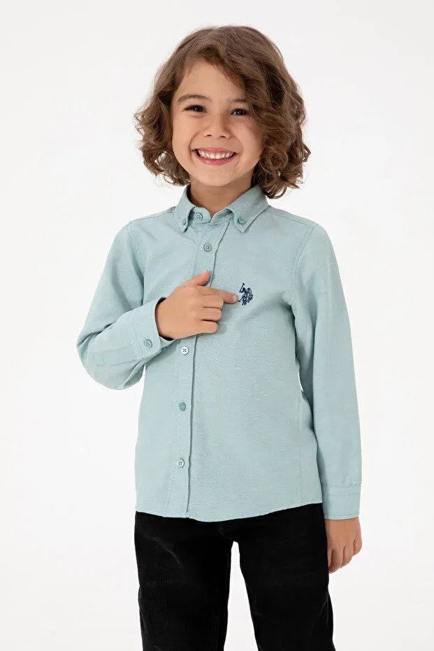 Детская рубашка для мальчиков с длинным рукавом U.S. Polo Assn., Dark Mint